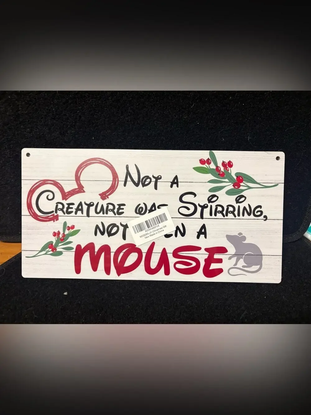 Disney Christmas Sign Not a Creature Was Stirring Mickey Mouse Holiday Decor